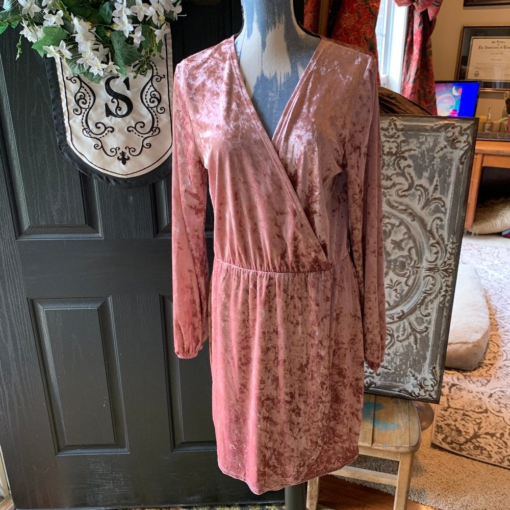 Pink crushed velvet party dress
